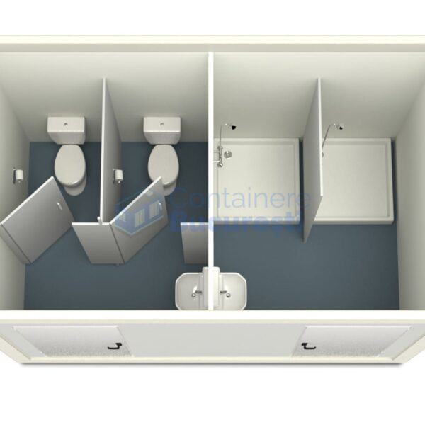 container sanitar bucuresti 4metri 2dusuri 2wc alb