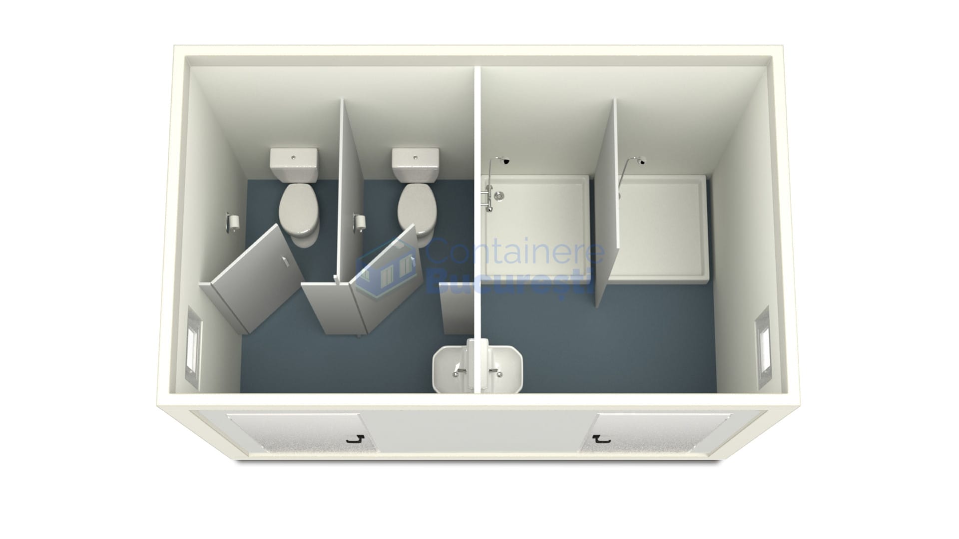 container sanitar bucuresti 4metri 2dusuri 2wc alb