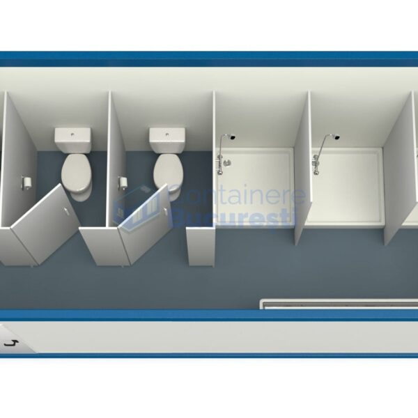 container sanitar bucuresti 6metri 3dusuri 3wc albastru