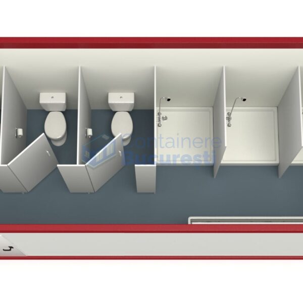 container sanitar bucuresti 6metri 3dusuri 3wc rosu