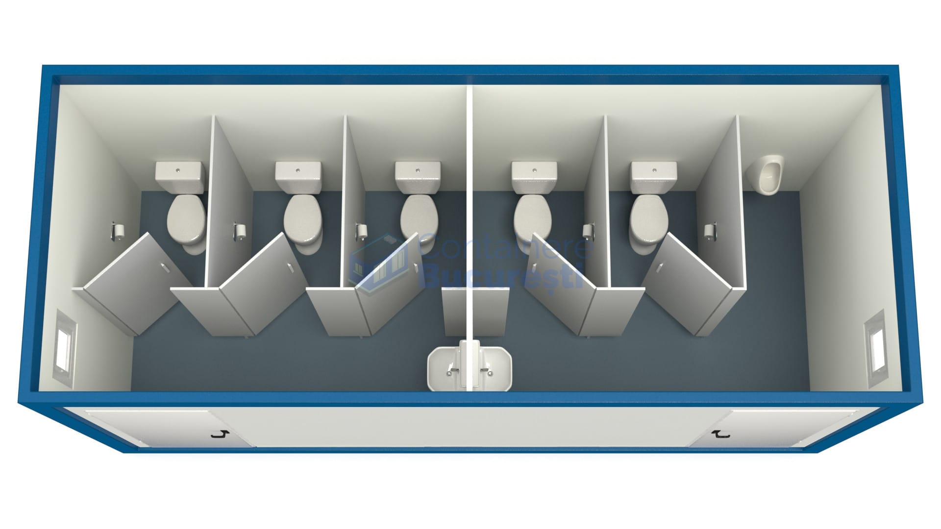 container sanitar bucuresti 6metri 5wc albastru